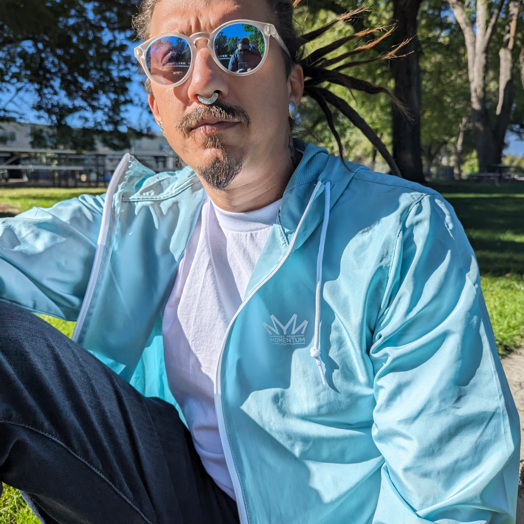 Jackets | Aqua Full-Zip Windbreaker